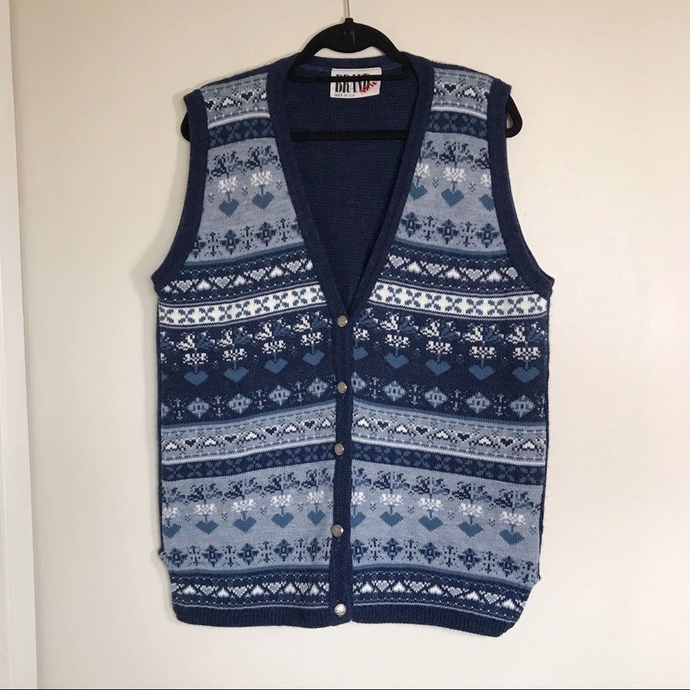 “Brand New” Made in USA Blue Grandmacore Sweater Vest Size 8